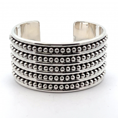 Artie Yellowhorse 1 3/8" Wide Sterling Silver Bead Bracelet