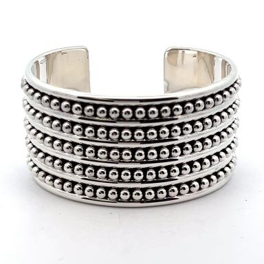 Artie Yellowhorse 1 3/8" Wide Sterling Silver Bead Bracelet