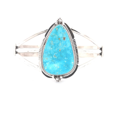Native American Jewelry Genuine Kingman Water Web Turquoise Nugget Sterling Silver Bracelet