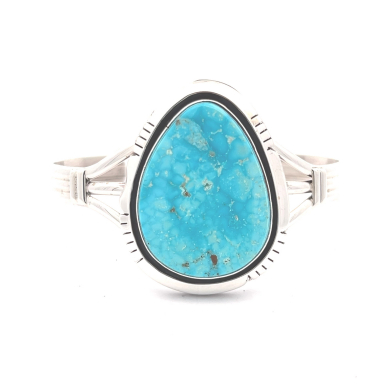 Native American Jewelry Kingman Turquoise Sterling Silver Bracelet