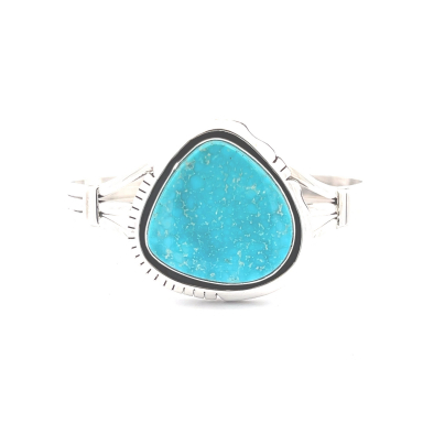 Native American Jewelry Genuine Kingman Turquoise Sterling Silver Bracelet