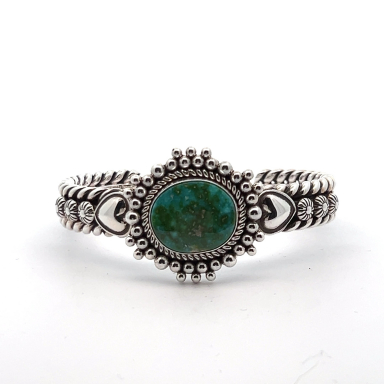 Artie Yellowhorse Genuine Sonoran Gold Turquoise Sterling Silver Rising Sun Bracelet