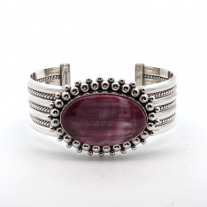 Artie Yellowhorse Purple Spiny Oyster Shell Sterling Silver Bracelet