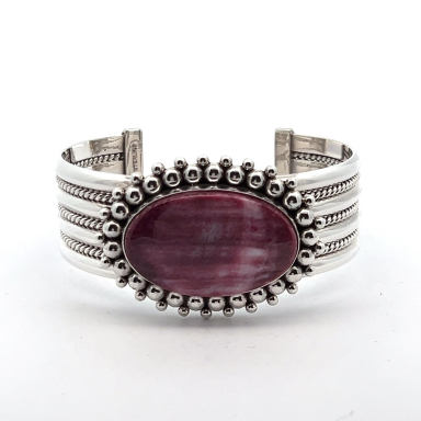 Artie Yellowhorse Purple Spiny Oyster Shell Sterling Silver Bracelet