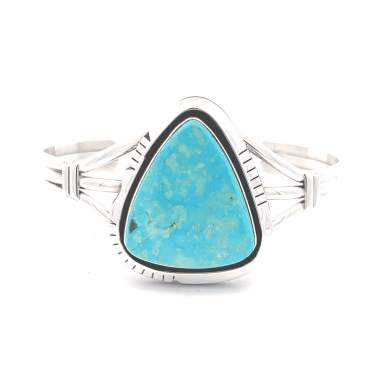 Native American Jewelry Genuine Kingman Turquoise Sterling Silver Bracelet