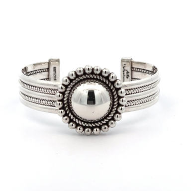 Artie Yellowhorse Rising Sun Sterling Silver Native American Bracelet