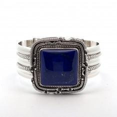 Artie Yellowhorse Sterling Silver Genuine Blue Lapis Bracelet