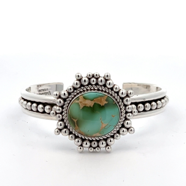 Artie Yellowhorse Genuine Royston Turquoise Sterling Silver Bracelet