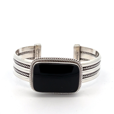 Artie Yellowhorse Genuine Black Onyx Sterling Silver Bracelet