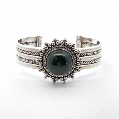 Artie Yellowhorse Genuine Green Garnet Sterling Silver Bracelet