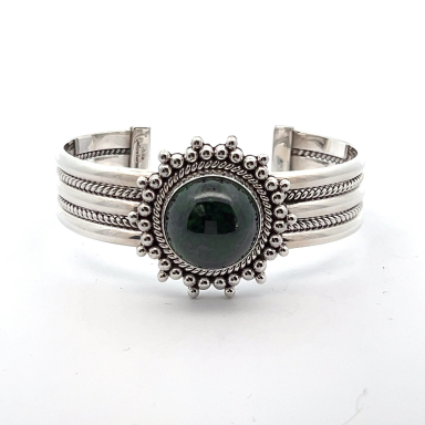 Artie Yellowhorse Genuine Green Garnet Sterling Silver Bracelet