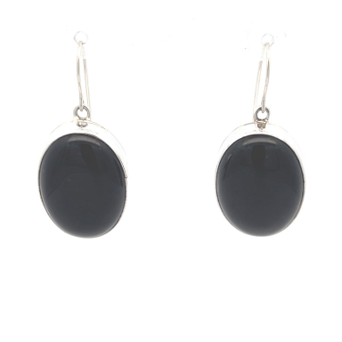Genuine Black Onyx Sterling Silver Navajo Earrings