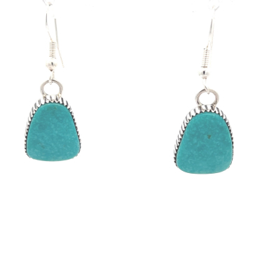 Navajo Jewelry Genuine Kingman Turquoise Sterling Silver Earrings