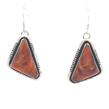 Genuine Apple Coral Sterling Silver Navajo Earrings