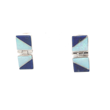 Calvin Begay Genuine Blue Lapis Sterling Silver Native American Earrings