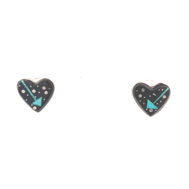 Calvin Begay Night Sky Sterling Silver Heart Earrings