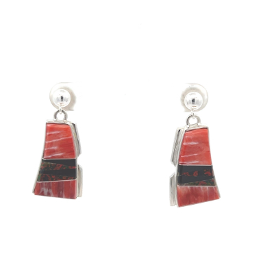 Calvin Begay Genuine Spiny Oyster Shell Sterling Silver Earrings