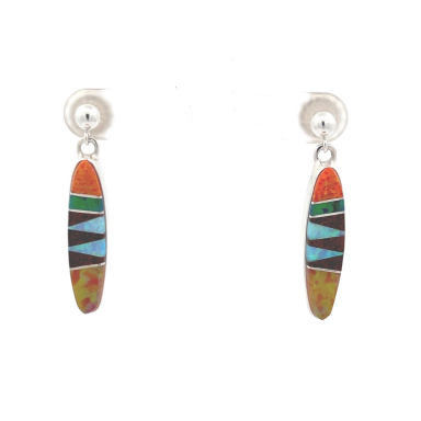 Calvin Begay Fire and Ice Opal Sterling Silver Post Earrings