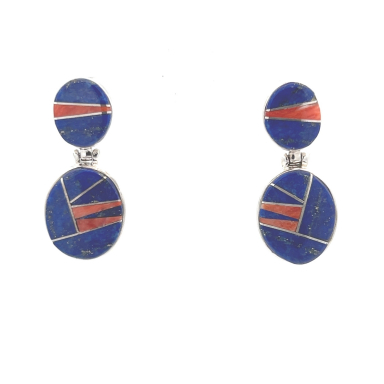 Calvin Begay Genuine Blue Lapis Sterling Silver Earrings