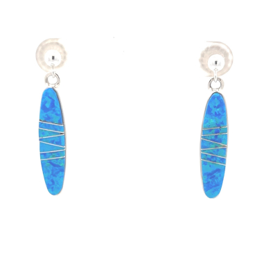 Calvin Begay Blue Opal Sterling Silver Native American Earrings