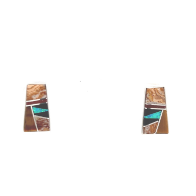 Calvin Begay Genuine Picture Jasper Sterling Silver Navajo Earrings