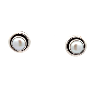 Artie Yellowhorse Genuine Freshwater Pearl Shadow Box Post Earrings