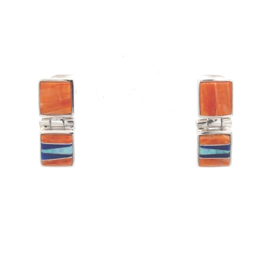 Calvin Begay Genuine Spiny Oyster Shell Sterling Silver Earrings