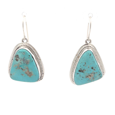 Navajo Jewelry Genuine Tyrone Turquoise Sterling Silver Earrings