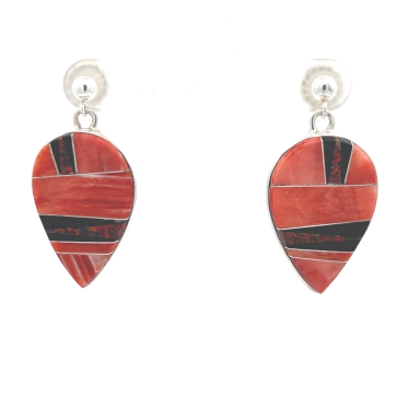 Calvin Begay Genuine Spiny Oyster Shell Sterling Silver Earrings