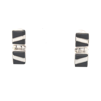 Calvin Begay Genuine Acoma Jet Sterling Silver Earrings