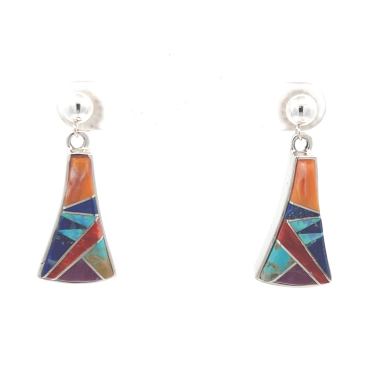 Calvin Begay Genuine Spiny Oyster Shell Sterling Silver Earrings