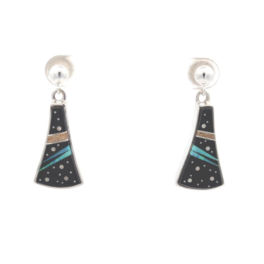Navajo Artist Calvin Begay Night Sky Sterling Silver Earrings