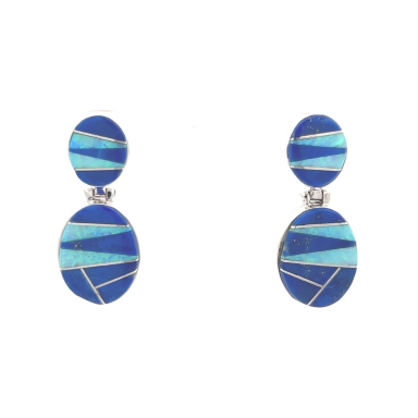 Calvin Begay Genuine Blue Lapis Sterling Silver Post Earrings
