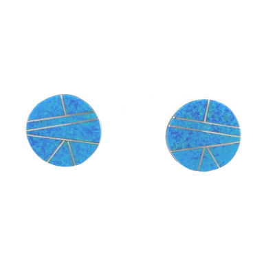 Calvin Begay Fire and Ice Opal Sterling Silver Post Earrings