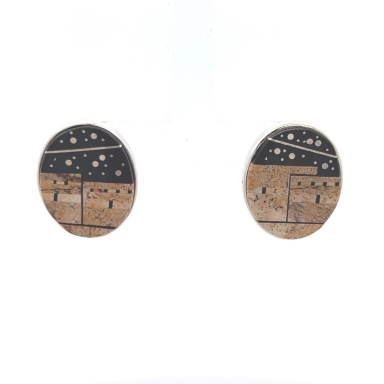 Calvin Begay Starry Night in the Pueblo Post Earrings