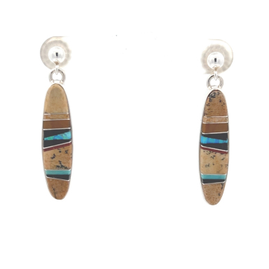 Navajo Artist Calvin Begay Picture Jasper Sterling Silver Earrings