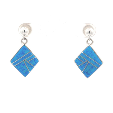 Calvin Begay Blue Opal Sterling Silver Earrings