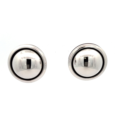 1" Diameter Sterling Silver Shadowbox Post Earrings by Navajo Artist Artie Yellowhorse