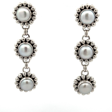 Artie Yellowhorse Genuine Freshwater Pearl Sterling Silver Post Earrings