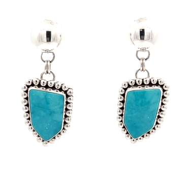 Artie Yellowhorse Genuine Fox Turquoise Sterling Silver Post Earrings