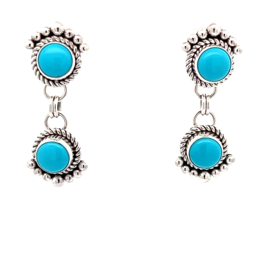 Artie Yellowhorse Genuine Sleeping Beauty Turquoise Sterling Silver Post Earrings