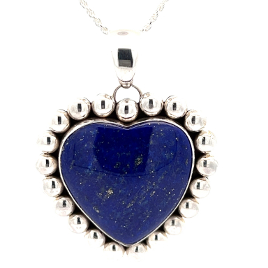 Artie Yellowhorse Genuine Blue Lapis Sterling Silver Heart Pendant