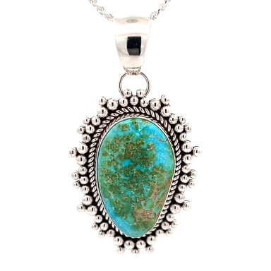 Artie Yellowhorse Genuine Sonoran Gold Turquoise Sterling Silver Pendant
