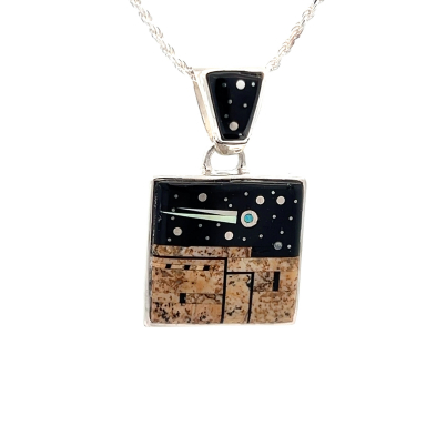 Calvin Begay Starry Night in the Pueblo Sterling Silver Pendant