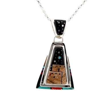 Calvin Begay Starry Night in the Pueblo Sterling Silver Pendant