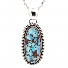 Genuine Golden Hill Turquoise Sterling Silver Pendant by Artie Yellowhorse