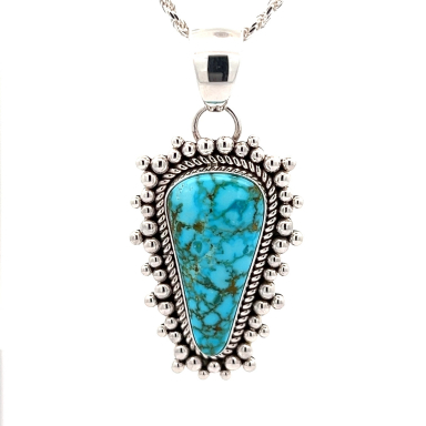 Artie Yellowhorse Genuine Ithaca Peak Turquoise Sterling Silver Pendant