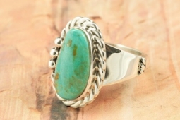 Genuine Manassa Turquoise Sterling Silver Navajo Ring