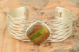 Genuine Boulder Turquoise Sterling Silver Branch Bracelet