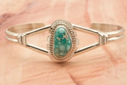 Genuine White Water Turquoise Sterling Silver Bracelet